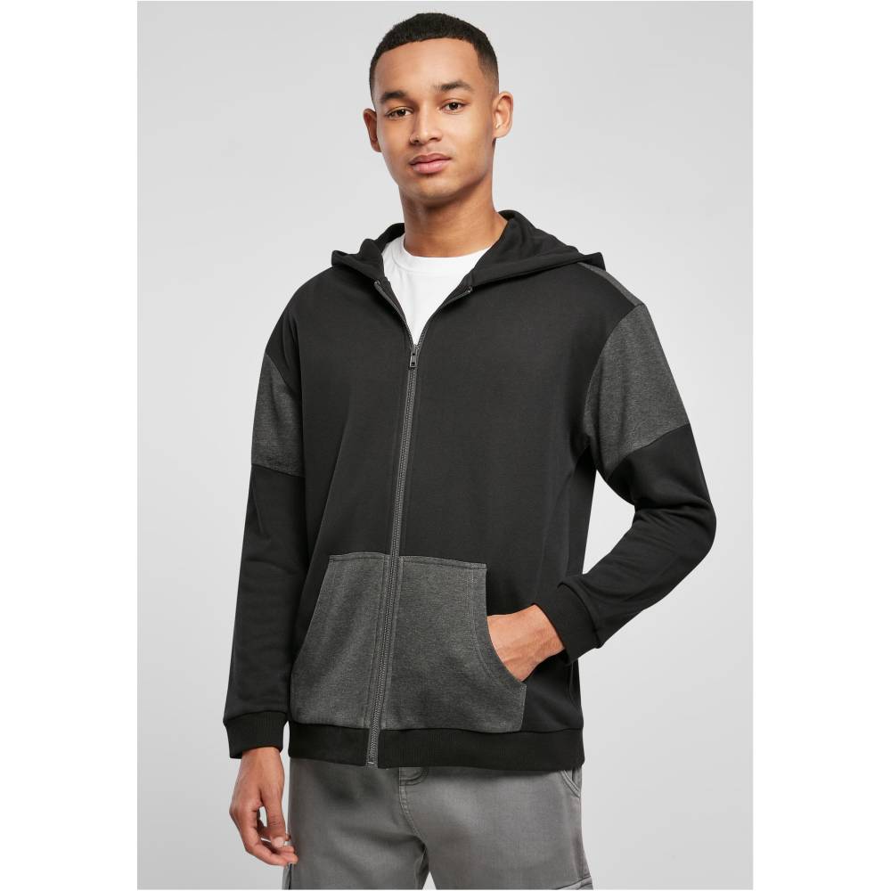 Urban Classics - Oversized Patch Zip Zip hoodie - Black/Grey